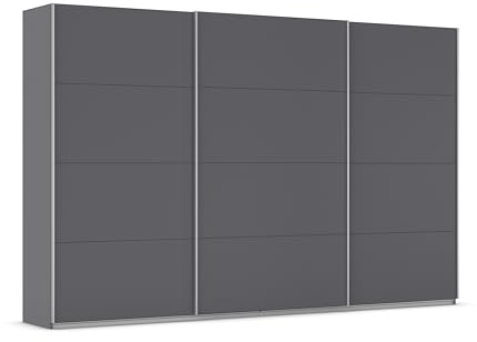 Rauch Möbel KULMBACH, Schwebetürenschrank, Grau metallic, Breite 360 cm | Kleiderschrank mit Schwebetüren, Schiebetüren, 3-türig, Zubehör Classic, für Schlafzimmer, Jugendzimmer, Garderobe, Flur
