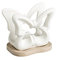 BRANDANI 53075 Portatovaglioli farfalla porcellana bianca c/sup bamboo naturale 12x8x10,5h