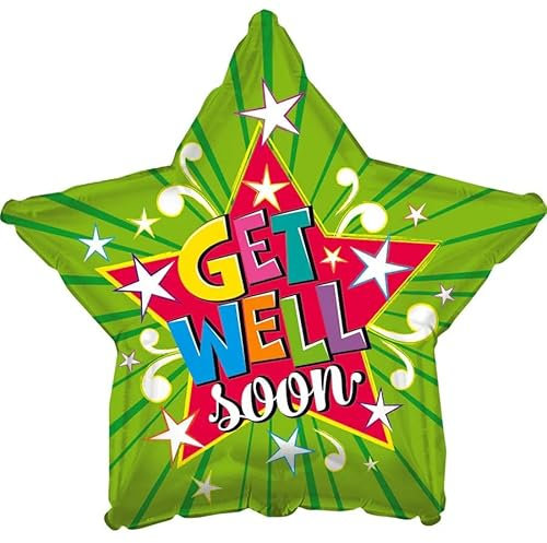 CTI 814873 Folienballon Get Well Soon Stern, 43,2 cm, mehrfarbig