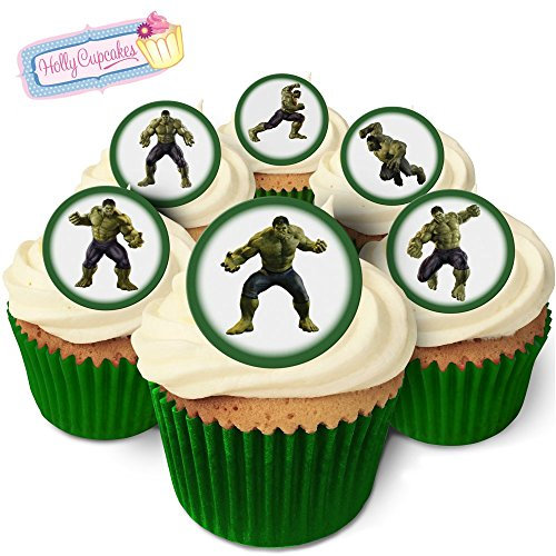 Holly Cupcakes 24 Fabulous Edible Wafer Cake Toppers: The Hulk