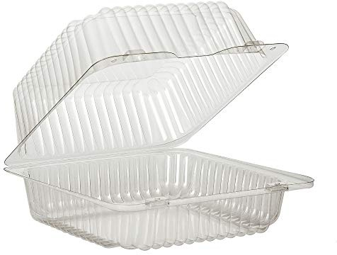 Bortaberg Food Storage Container 1440ml Clear Plastic Box with Hinged Lid 13x13x7.5 cm Pack of 30