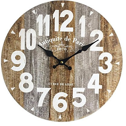 Mobili Rebecca® Reloj de Pared Reloj Industrial Hogar Muebles Madera MDF Analogico Cocina Salón (Cod. RE6145)