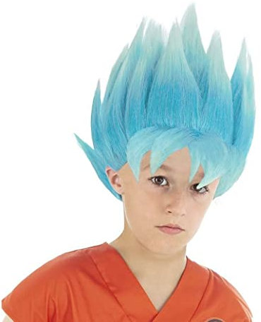 Chaks - Goku Super Saiyajin Gott Perücke, Dragon Ball, Kostüm Accessoire für Karneval, Halloween und Anime Fans