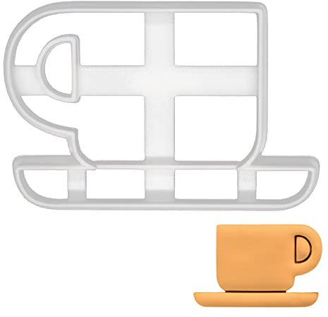 BAKERLOGY Coffee Cup Cookie Cutter - Detailed Biscuit Cutter Design for Baking and Crafts, Ideal on Fondant, Dough, Clay