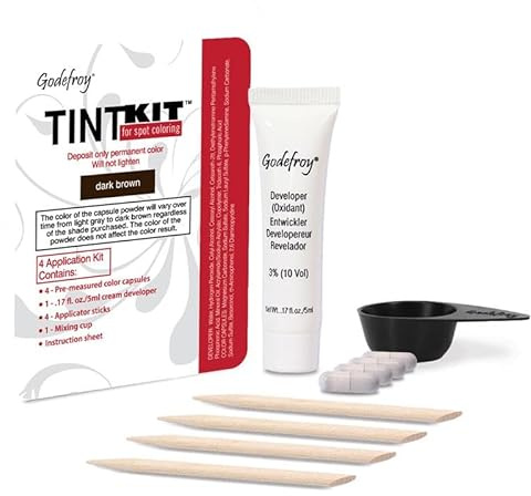 Godefroy Hair Color Kit for Spot Coloring, Covers Up Gray Hairs, Dark Brown, 4-Application Kit, Pack of 1