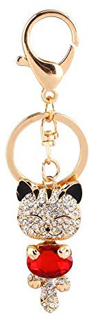 Hztyyier 3D Kätzchen Schlüsselbund, Crystal Schlüsselanhänger Charm Diamond Kitty Schlüsselanhänger Geldbörse Auto hängen Anhänger
