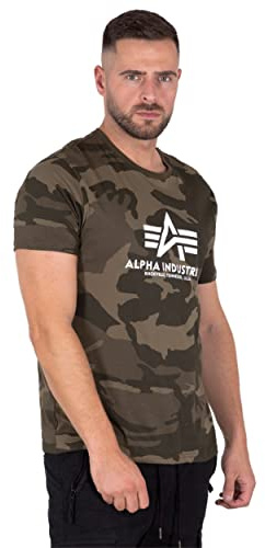 Alpha Industries Basic 100501 – T-Shirt – Normale Größe – Kurzärmlig – Herren, Camouflage-Druck (Wdl Camo 65), M