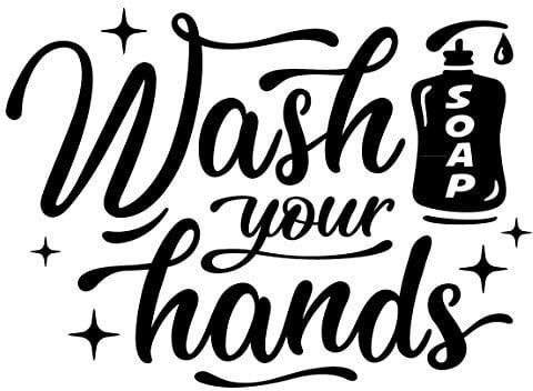 Wash Your Hands Bathroom Wall Sticker Sink Vinyl Waterproof Decal Door Room Transfer Sticky Mural Decoration Sign Removable Tile Kitchen Decor Shower Artwork Stencil Mirror Wallpaper Adhesive Quote