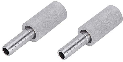 Fdit 2Pcs Diffusion Stone, Silver Color 13mm / 0.5in Diamete 48mm / 1.9in Length Stainless Steel Aeration Stone Diffusion Stone with 1/4 Inch Outer Diameter Barb
