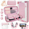 HLRAO Rosa Reisezubehör Set Tasche Kompatibel mit Nintendo Switch,Sakura-Design Aufbewahrungstasche case,mit Harter Schutzhülle, verstellbarem Ständer,HD Glas-Displayschutz und Daumengriff.【10-in-1】