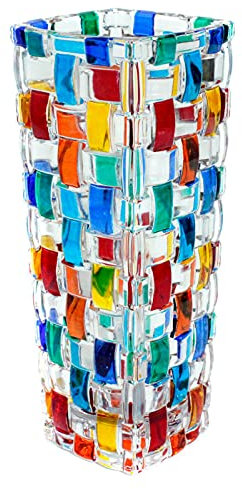 Millefiori Vase en verre de Murano fait main Multicolore 16 cm