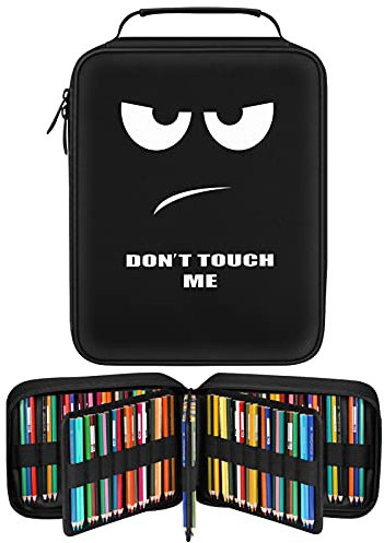 FINPAC Pencil Case Holder Slot, Large Multilayer Watercolor Pen Bag w/Zipper Front Pocket, Big Organizer for 200 Colored Pencils/130 Gel Pens, Marco Pens/Markers to Artists, Painters, Planners