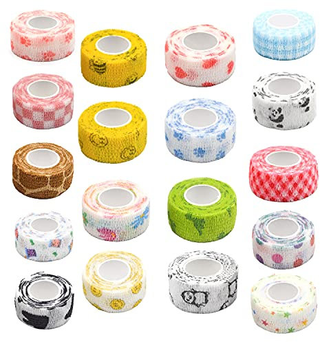 Binblin 18 Rollen Elastische Binde,Selbstklebender Verband,Bandagen,Verband Selbstklebend,Fingerpflaster Selbsthaftend,Elastische Bandage,Selbsthaftende Bandage,Selbsthaftender Verband(2.5 cm x 4m)