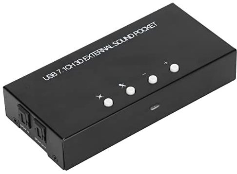 SC01 Externe Stereo-Soundkarte, USB 7.1 Surround Sound-Adapter, Dualer Mikrofoneingang/Eingebaute Lautstärkeregler/Vollduplex-Wiedergabe, für PC-Computer