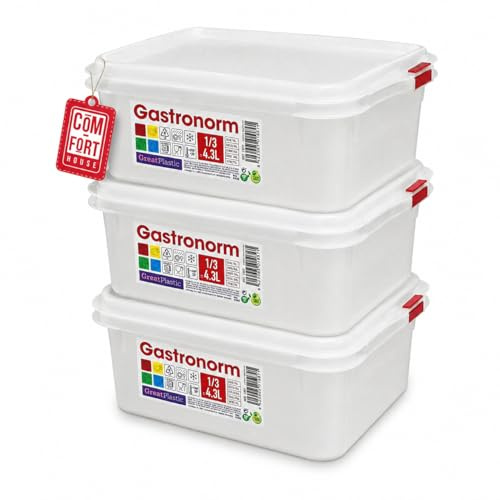 COM-FORT HOUSE Tupper Rectangular 4,3 L con Tapa Pack 6 | Cierre hermético, Apto microondas, Apto lavavajillas, Apto congelador