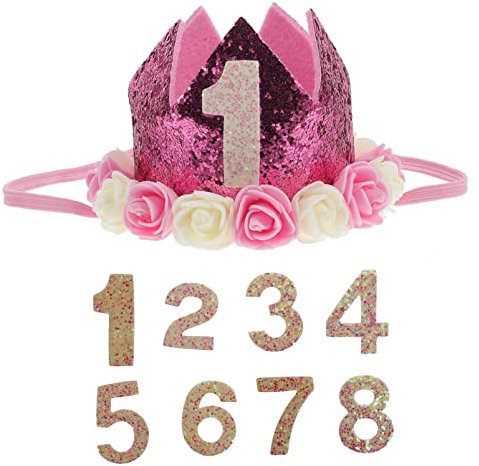 Lurrose Babydekorationen Kinder Geburtstagskrone 1. 9. Geburtstag Stirnb?nder Tiara Kopfschmuck Hair Hoop Kopfschmuck Blumenkranz Haar Zubeh?r Für Kinder M?dchen Geburtstagsstil 3