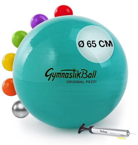 Tonkey Pezzi Ball Standard Gymnastikball Sitzball inkl Pezziball Pumpe (65 cm, grün mit Pumpe)