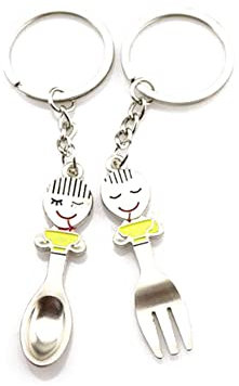 ARFUKA Keyring Knife And Fork Pendant Couple Keychain Keyring Metal Key Chain, Christmas/Birthday/Valentine's Day Gift for Men and Women