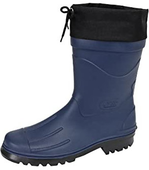 MADSea Nils-Hannes - Stivali da pioggia impermeabili a mezza altezza, non foderati, con risvolto in nylon, blu scuro e nero., 48 EU