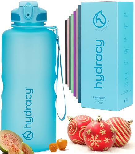 Hydracy Gourde d'Eau 2L sans BPA, Bouteille avec Marqueur de Temps, Paille et Verrouillage Sécurisé - Housse en Néoprène, Étanche, Anti-Fuite, Réutilisable, Légère - Idéal pour Sport, École, Travail