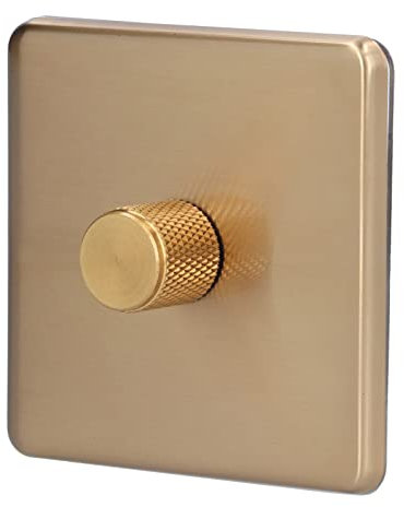Eleganter LED-Dimmerschalter mit aus Messing, Kratzfest, Langlebiger Schalter aus Gebürstetem Messing, AC220V, 500W für Zuhause(Monochromatisches Licht)