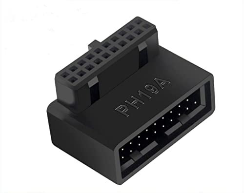 SHANFEILU Adaptador de Placa Base USB 3.0 de 90 Grados Adaptador de extensión Macho a Hembra 19 pines/20 Pines Enchufe de ángulo Recto para Placa Base Escritorio (ángulo Ascendente PH19A)