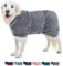 Lucky Paws® Hundebademantel – doppellagiger, Ultra-absorbierender & luxuriös weicher Bademantel Hund – Hunde in Minuten trocknen – Hundehandtuch & Hunde Bademantel in 1 (L, Grau)