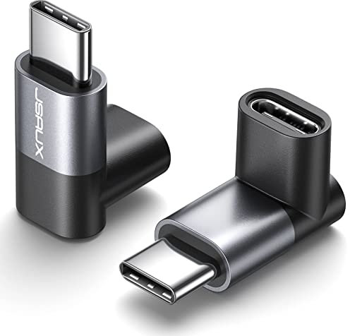 JSAUX USB C Winkelstecker 90 Grad 2 Stück, USB C Winkel 40Gbps Typ C Stecker auf Typ-C Buchse PD 100W Schnellladung Adapter kompatibel mit Steam Deck, Switch, ROG Ally, VR, Laptop, iPhone 16/15