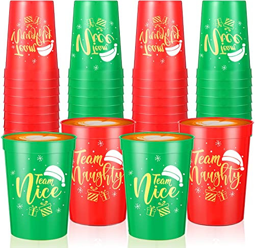Youyole Lot de 60 gobelets réutilisables en plastique pour fête de Noël, 473 ml, passent au lave-vaisselle, parfaits pour les fêtes de Noël (classique)