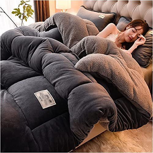 TUCVZVO Dicke Bettdecke,Winter Steppdecke Dicker Lamm-Kaschmir, Decke, Flauschige Kaschmir-Steppdecken, Winterwarm, Kern Aus Lammsamt, Plüsch Winterdecke,180x220cm(3.5kg)