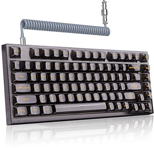 ATTACK SHARK X75 TKL 75% Mechanical Gaming Keyboard with Coiled Cable,Hot Swappable Tactile Tenkeyless,Programmable RGB LED,Double ISSP Sound Absorbing Silicone Pad,for Mac Windows(Black,Outemu)