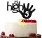 Schwarze High Five Kuchendekoration, Happy 5th Birthday Kuchendekoration, Glitzer-Kuchendekorationen für Jahrestagsparty
