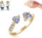 Kanni Ioni-Chalcedon-Ring, Kristallring, Gewichtsverlust, verstellbarer offener Doppelherzring, Lymphdrainage-Therapie-Ring für Frauen, One-size, Titan, Kupfer