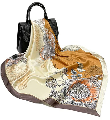 FAIRYGATE Seidenschal Damen Damenschal Drucken Seidentuch Quadratischer Schal Kopftuch Halstuch Bandana 77014