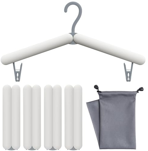 Sazfli Reisebügel, 4er-Pack Faltbare Bügel, Premium ABS-Kunststoff, Leicht und Tragbar, Ideal für Kleidung und Socken, Zusammenklappbar, Grau