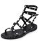 IF Fashion Schuhe Flip-Flops Gladiator Sommerstiefel Damen mit Nieten aus Kunstleder S060136, 701 Schwarz Schnallen, 39 EU