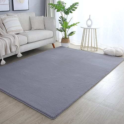 Carpettex Hochflor Teppich Wohnzimmer Shaggy Flokati Teppich Modern Einfarbig 200 x 290 cm Grau - Teppich Schlafzimmer Weich Flauschig Waschbar Teppich Küche Esszimmer - Langflor Teppiche