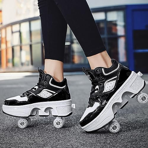 Roller Skates Deformation Skates, Vier Räder Roller Schuhe Dual Use Mit Rädern Sneaker Mode Atmungsaktives rutschfestes Laufen,44