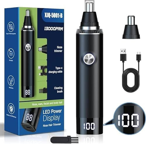 Brigin Taglia Peli Naso e Orecchie Professionale Indolore,Ricaricabile USB Rasoio ,Tagliapeli per Naso IPX7 impermeabile e facile da pulire,Rasoio Orecchie Naso per uomini e donne