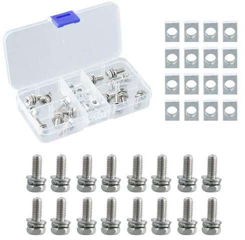 16 Sets Motorrad Batterie Schrauben und Muttern, Motorrad Schrauben mit Vierkantmutter, Batterien Schrauben Muttern, Schrauben und Muttern für Motorradbatterien für ATV Fahrrad Roller