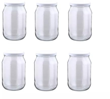 MIKONI 1,7 l Weckgläser Gurkenglas Einweckgläser Deckel Einmachgläser Vorratsgläser Einmachglas Sturzglas Konservenglas Rundgläser Weiß Deckel (6)