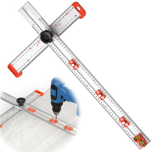 4-in-1 Drill Positioning Ruler, T Square Line, 60 cm High Precision Angle Ruler, Adjustable Angle Sliding Drill Positioning Ruler, for Drilling Tools, Carpentry, Scribing Gauge, Drawing