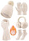 PASUDA Damen Wintermütze Schal Handschuhe Ohrenschützer und Socken Set Winter Warme Beanie Strickmütze Lang Winterschal Winterhandschuhe Plüsch Ohrenschützer Winterzubehör Kombi Set (Khaki, One Size)