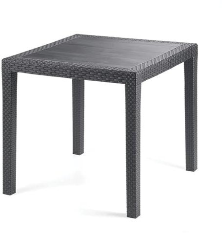 PALUPLUS Tavolo da Giardino Quadrato in Plastica colore Antracite, misura 79x79x72 cm, Tavolino in Polipropilene con 4 gambe, Arredo per Esterno, Terrazzo, Balcone, Patio, Made Italy -KIN024F