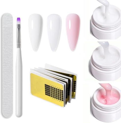 GZSYY Builder Gel für Nägel Builder Nail Gel White Milky Jelly White Light Pink Aufbaugel für Gelnägel Set Fiberglas Nagel für Nagelverlängerung