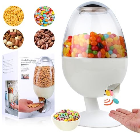 Smartang 12Large Automatic Candy Dispenser Machine,Vintage Motion Activated Candy Dispenser Touch Free,3 Distribution Options Desktop Auto Candy Dispenser for Office Desk,Home,Party (white)