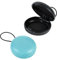 2 Pack Ear Plug Cases Earplug Case Ear Plug Holder Potable Small Earbud Carrying Case, Round Earbud Storage Box with Lanyard for Keychain Hanging Travel (Black, Blue)