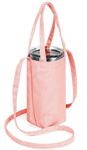 Linkidea Tumbler Carrier with Strap Compatible with YETI Rambler Tumbler 30oz, Iron °Flask Classic Tumbler 2.0 20oz/24oz/32oz, Waterbottle Sling Bag Coffee Mug Holder, Shoulder Strap, Pink