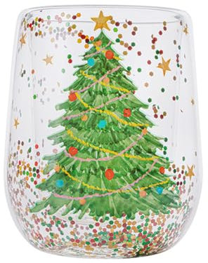 Richaa Weihnachtstasse Weihnachtsgeschenke Latte Macchiato Gläser Doppelwandige Gläser Cappuccino Tassen Kaffeetassen Christmas Mug Weihnachtsbecher Weihnachtsgläser Geschenk Weihnachten 380ml