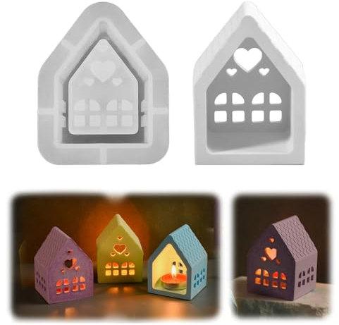 Silicone Moulds Casting Moulds Houses 3D Silicone Mould House Silicone Mould,Silikonform Haus Mini Silikonformen Gießformen Weihnachten, Epoxy Resin Moulds for Making Home Ornaments (B)